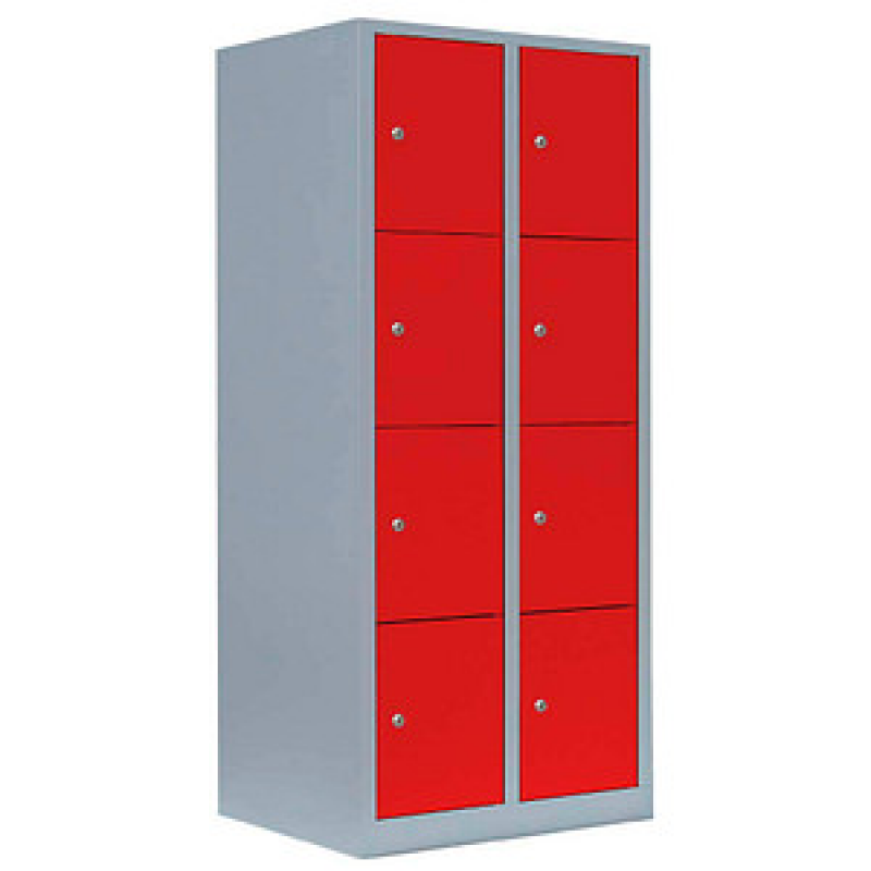 LÜLLMANN Schließfachschrank feuerrot, lichtgrau 523424, 8 Schließfächer 80,0 x 50,0 x 180,0 cm – Bild 1 von 4
