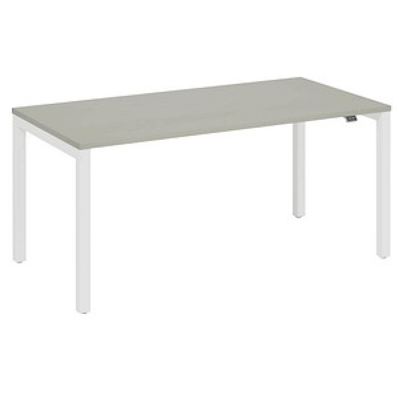 fm Catro Schreibtisch lichtgrau, verkehrsweiß rechteckig, 4-Fuß-Gestell weiß 180,0 x 80,0 cm – Bild 1 von 4