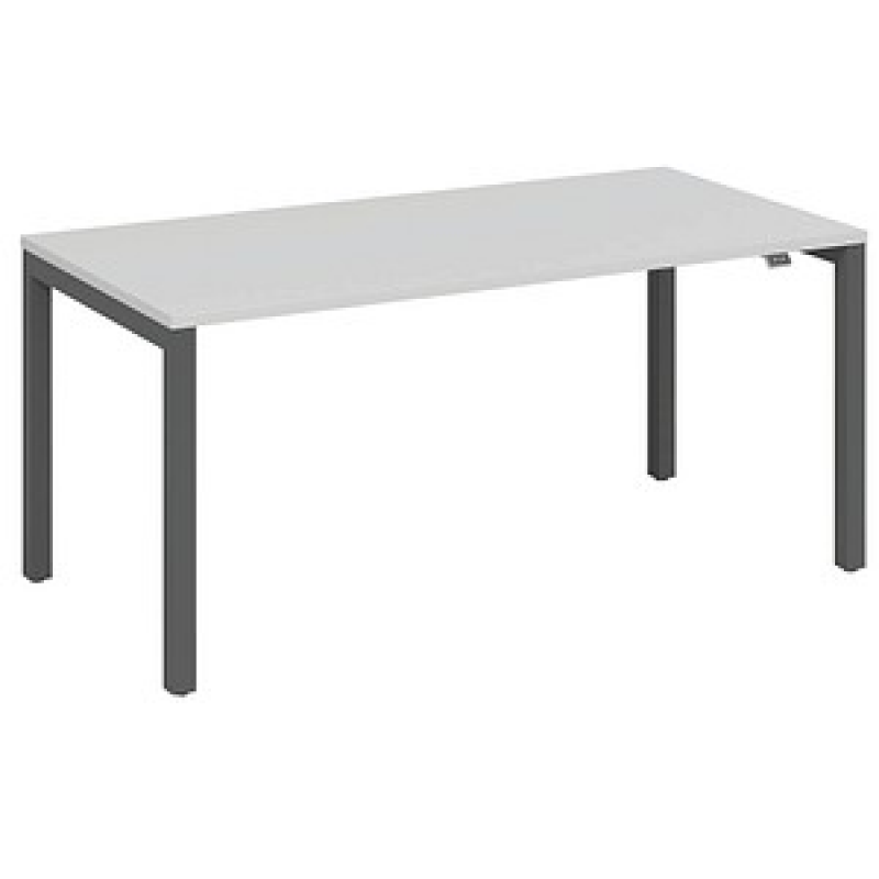 fm Catro Schreibtisch weiß, anthrazit metallic rechteckig, 4-Fuß-Gestell grau 160,0 x 80,0 cm – Bild 1 von 4