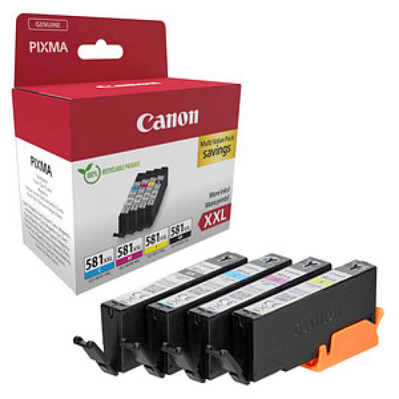 Canon CLI-581XXL BK/C/M/Y schwarz, cyan, magenta, gelb Druckerpatronen, 4er-Set – Bild 1 von 3
