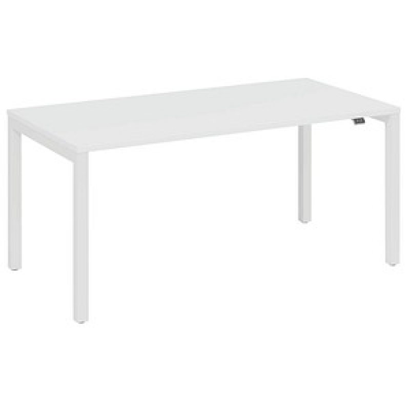 fm Catro Schreibtisch weiß, verkehrsweiß rechteckig, 4-Fuß-Gestell weiß 140,0 x 80,0 cm – Bild 1 von 4