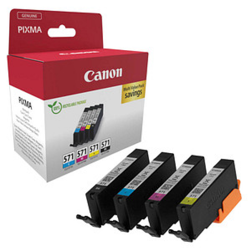 Canon CLI-571 BK/C/M/Y schwarz, cyan, magenta, gelb Druckerpatronen, 4er-Set – Bild 1 von 3