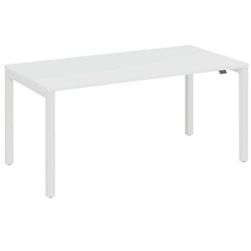 fm Catro Schreibtisch weiß, verkehrsweiß rechteckig, 4-Fuß-Gestell weiß 160,0 x 80,0 cm – Bild 1 von 4