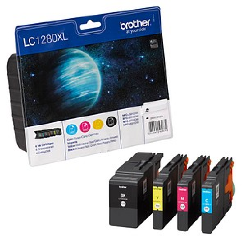 brother LC-1280XLBK/C/M/Y schwarz, cyan, magenta, gelb Druckerpatronen, 4er-Set – Bild 1 von 3