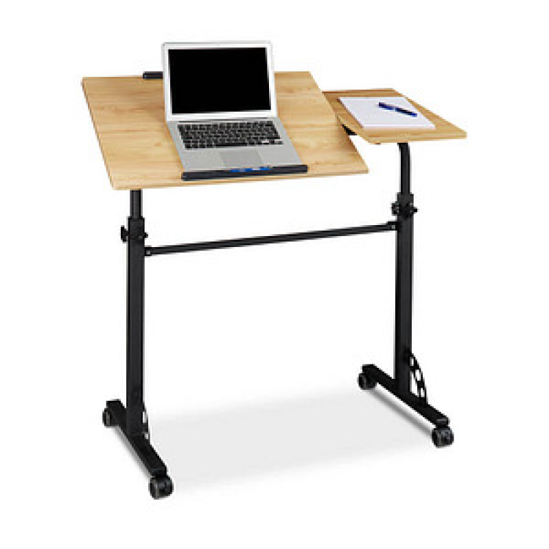 relaxdays PC-Tisch höhenverstellbar eiche hell 100,0 x 50,0 x 80,0 - 110,0 cm – Bild 1 von 6