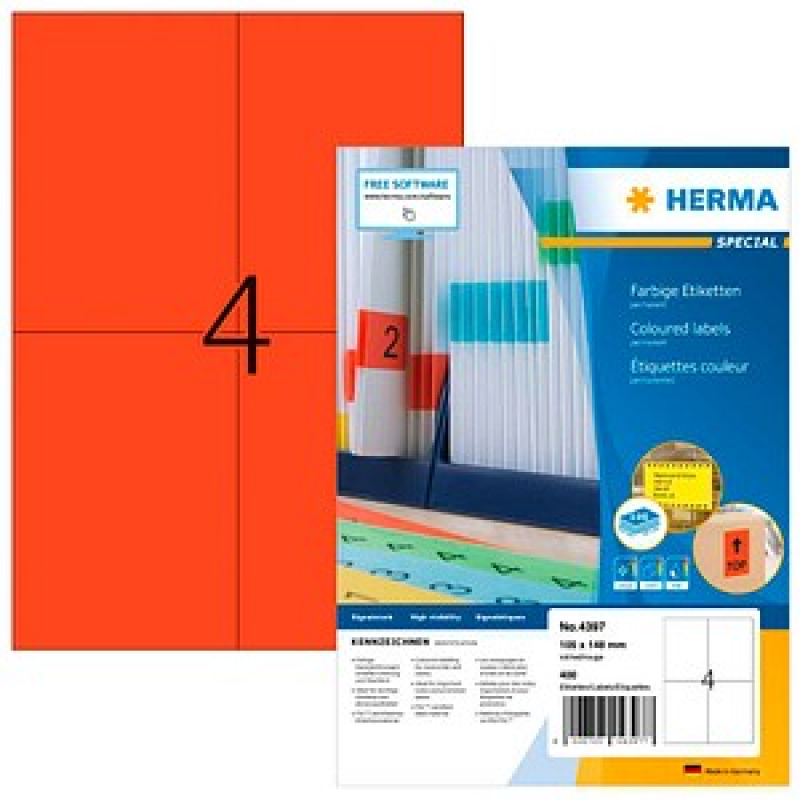 HERMA Etiketten 4397 rot 105,0 x 148,0 mm, 100 Blatt – Bild 1 von 5