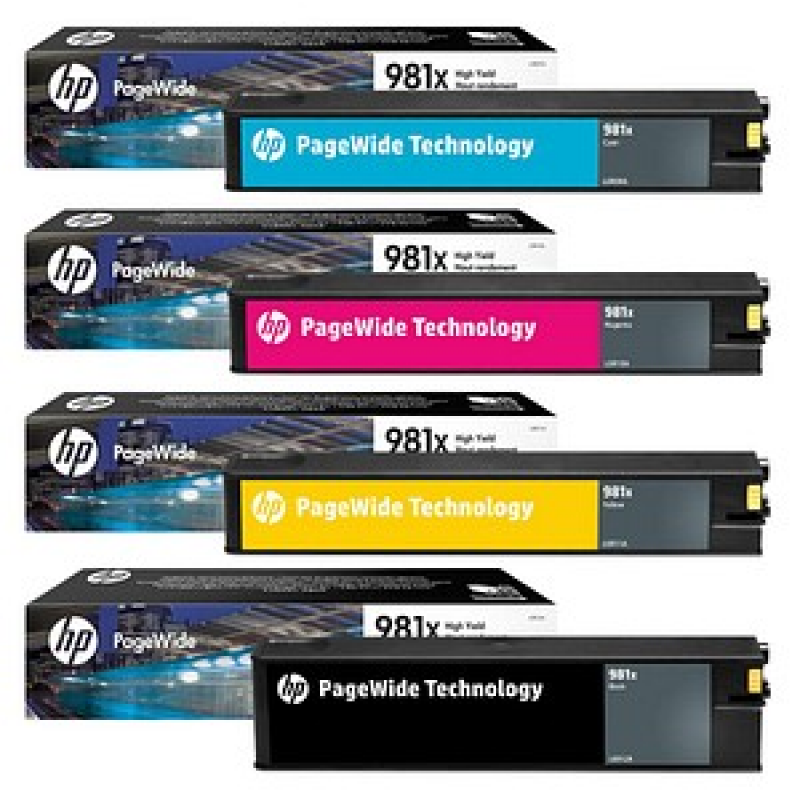 HP 981X(L0R12A/L0R09A/L0R10A/L0R11A) schwarz, cyan, magenta, gelb Druckerpatronen, 4er-Set – Bild 1 von 10
