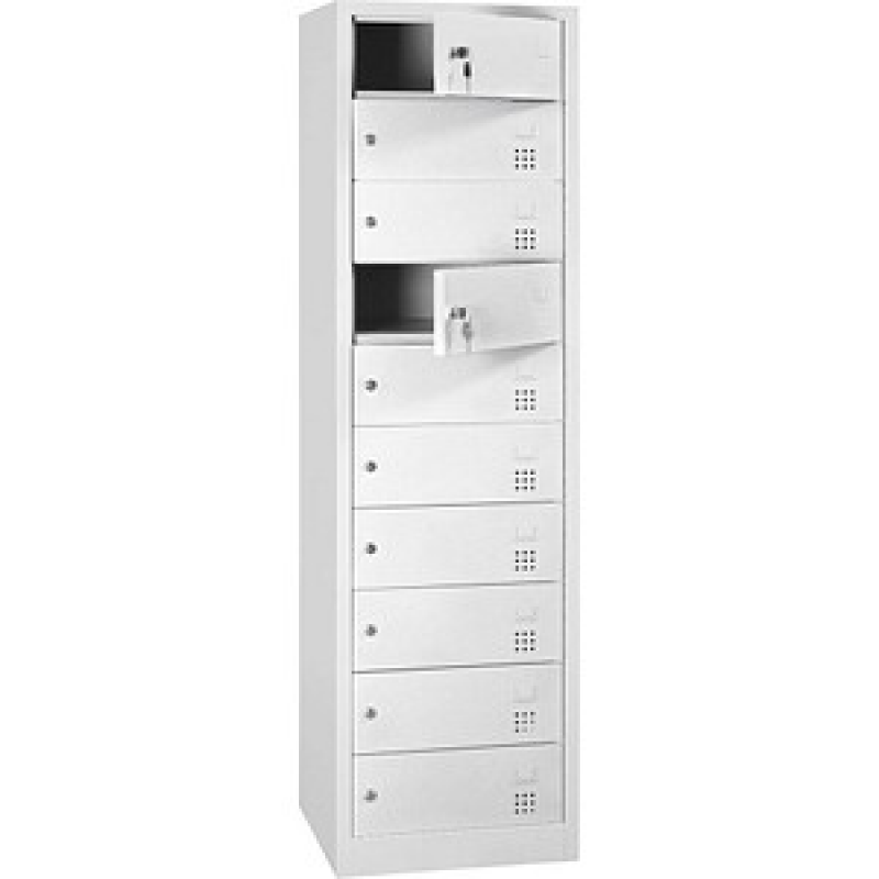 Gürkan Schließfachschrank verkehrsweiß 111524, 10 Schließfächer 50,0 x 50,0 x 180,0 cm – Bild 1 von 6