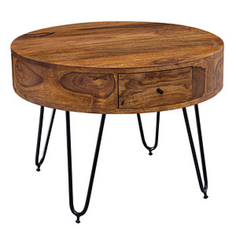 WOHNLING Couchtisch rund Massivholz sheesham 60,0 x 60,0 x 44,0 cm, 1 St. – Bild 1 von 6