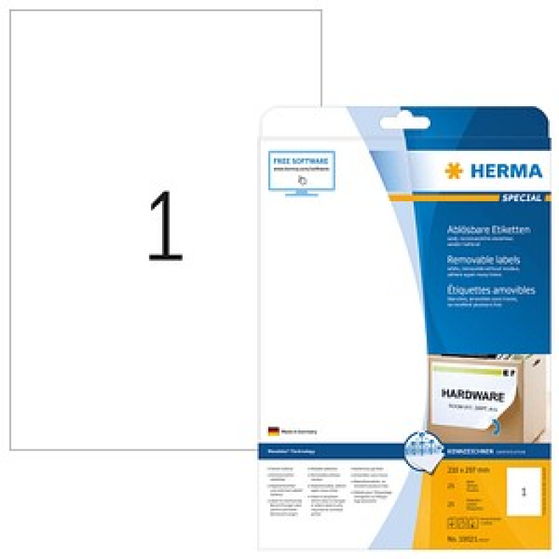 HERMA Etiketten 10021 weiß 210,0 x 297,0 mm, 25 Blatt – Bild 1 von 5