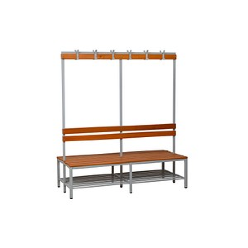 Gürkan Garderobenbank mit Haken und Schuhrost 107408 grau, buche Holz 160,0 cm – Bild 1 von 3