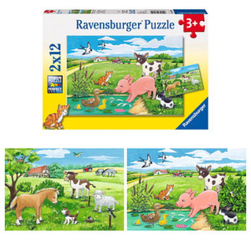 Ravensburger Tierkinder auf dem Land Puzzle, 2 x 12 Teile – Bild 1 von 4
