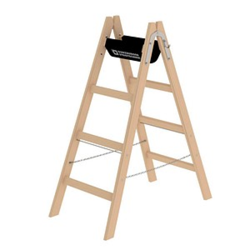 MUNK Stehleiter beidseitig 33208 natur 2x 4 Sprossen, H: 123,0 cm – Bild 1 von 3