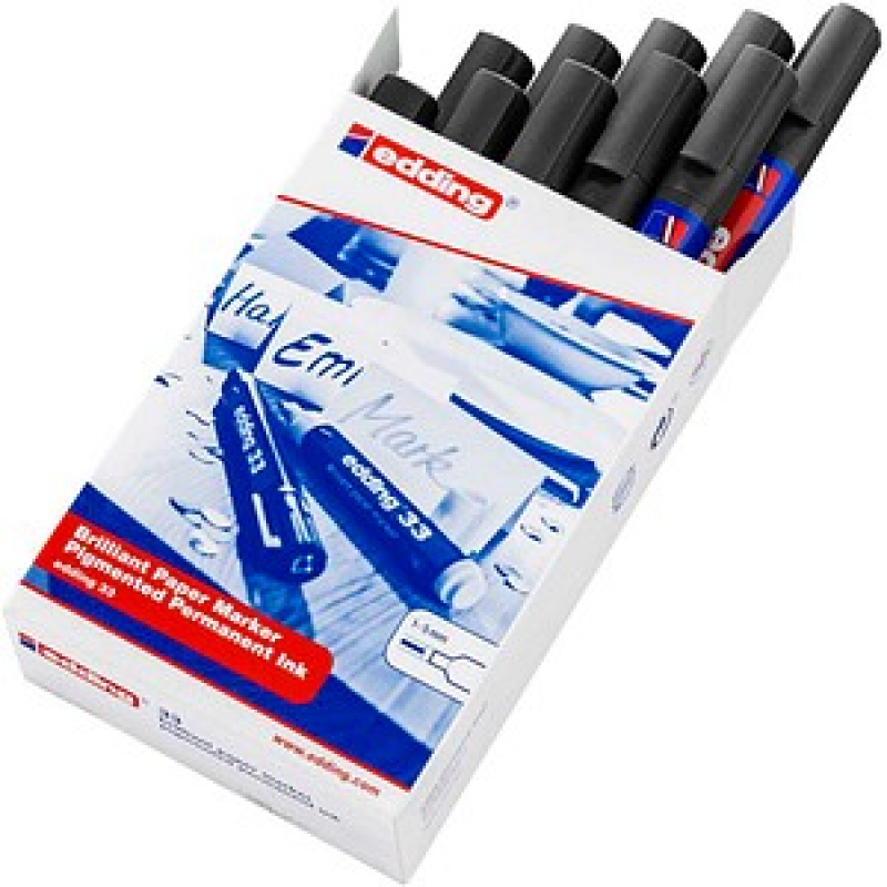 edding Brilliant-Paper-Marker 33 Permanentmarker schwarz 1,0 - 5,0 mm, 10 St. – Bild 1 von 6