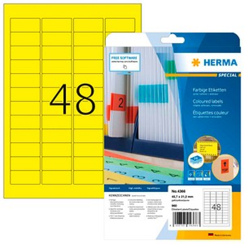 HERMA Etiketten 4366 gelb 45,7 x 21,2 mm, 20 Blatt – Bild 1 von 7
