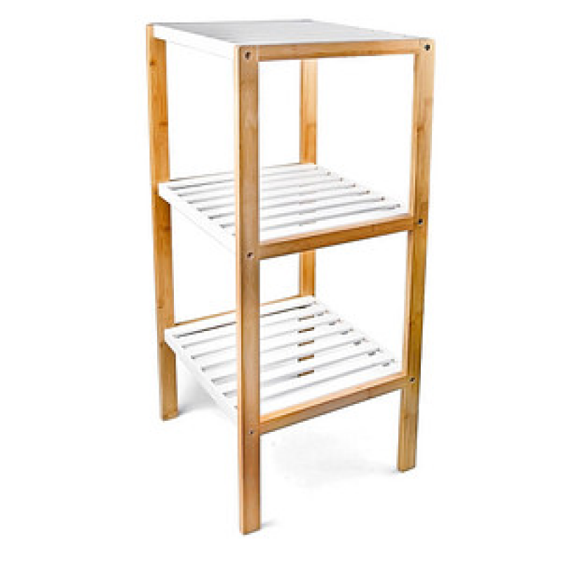 relaxdays Badregal braun/weiß 33,0 x 34,0 x 80,0 cm – Bild 1 von 4