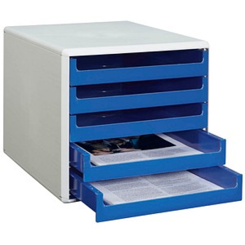 M&M Schubladenbox blau 30050911, DIN A4 mit 5 Schubladen, 1 St. – Bild 1 von 3