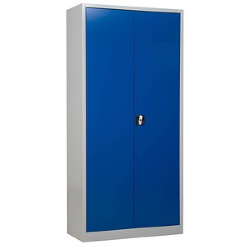 Gürkan Stahlschrank 100162 lichtgrau, enzianblau 4 Fachböden 92,0 x 42,0 x 195,0 cm, aufgebaut, 1 St. – Bild 1 von 5