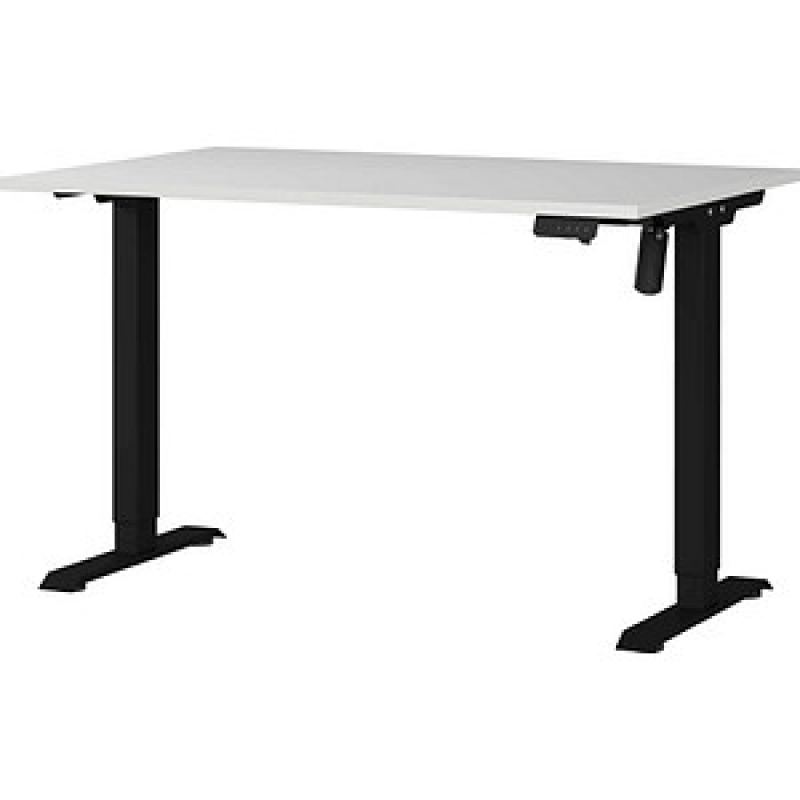 GERMANIA Boras höhenverstellbarer Schreibtisch lichtgrau rechteckig, T-Fuß-Gestell schwarz 120,0 x 80,0 cm – Bild 1 von 4