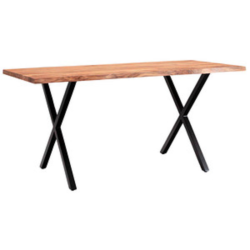 WOHNLING Schreibtisch akazie rechteckig, X-Fuß-Gestell schwarz 200,0 x 100,0 cm – Bild 1 von 6