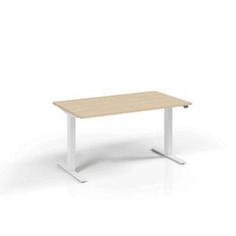 fm Move elektrisch höhenverstellbarer Schreibtisch ahorn, verkehrsweiß rechteckig, T-Fuß-Gestell weiß 180,0 x 80,0 cm – Bild 1 von 5