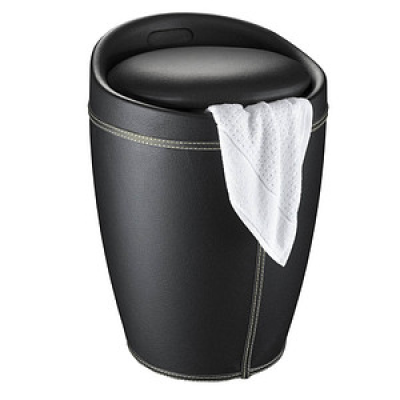 WENKO Badhocker mit Wäschesammler Candy 21774100 schwarz, 1 St. – Bild 1 von 5