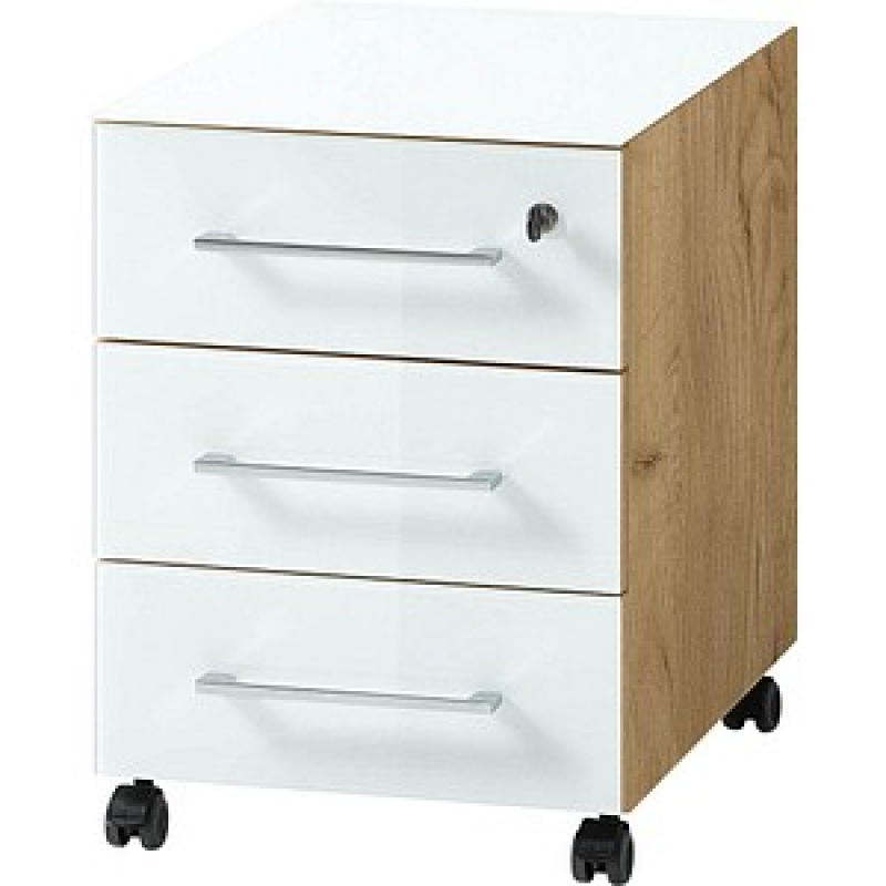 GERMANIA Monteria Rollcontainer navarra-eiche, weiß 3 Auszüge 40,0 x 50,0 x 55,0 cm – Bild 1 von 7