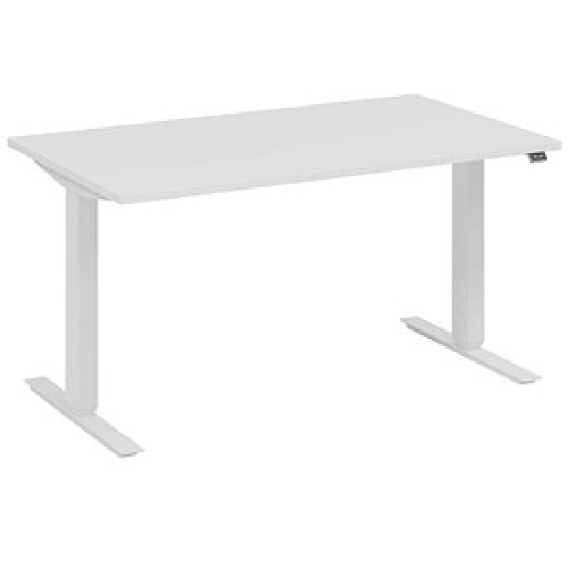fm Move elektrisch höhenverstellbarer Schreibtisch weiß, verkehrsweiß rechteckig, T-Fuß-Gestell weiß 180,0 x 80,0 cm – Bild 1 von 5