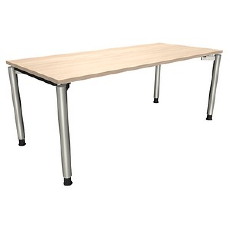 fm fastline höhenverstellbarer Schreibtisch akazie rechteckig, 4-Fuß-Gestell silber 180,0 x 80,0 cm – Bild 1 von 2