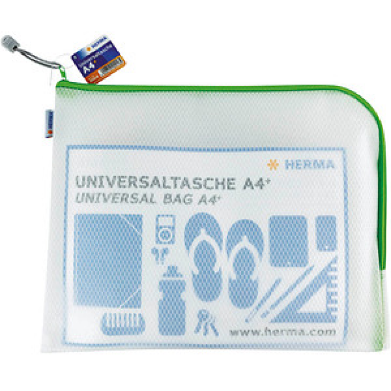 HERMA Reißverschlussbeutel DIN A4 überbreit transparent/grün, 1 St. – Bild 1 von 7