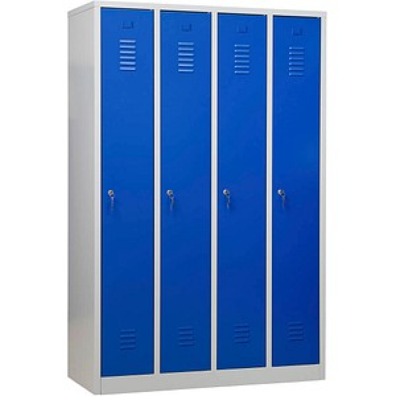 Gürkan Spind lichtgrau, enzianblau 105032, 4 Schließfächer 117,0 x 50,0 x 180,0 cm – Bild 1 von 6
