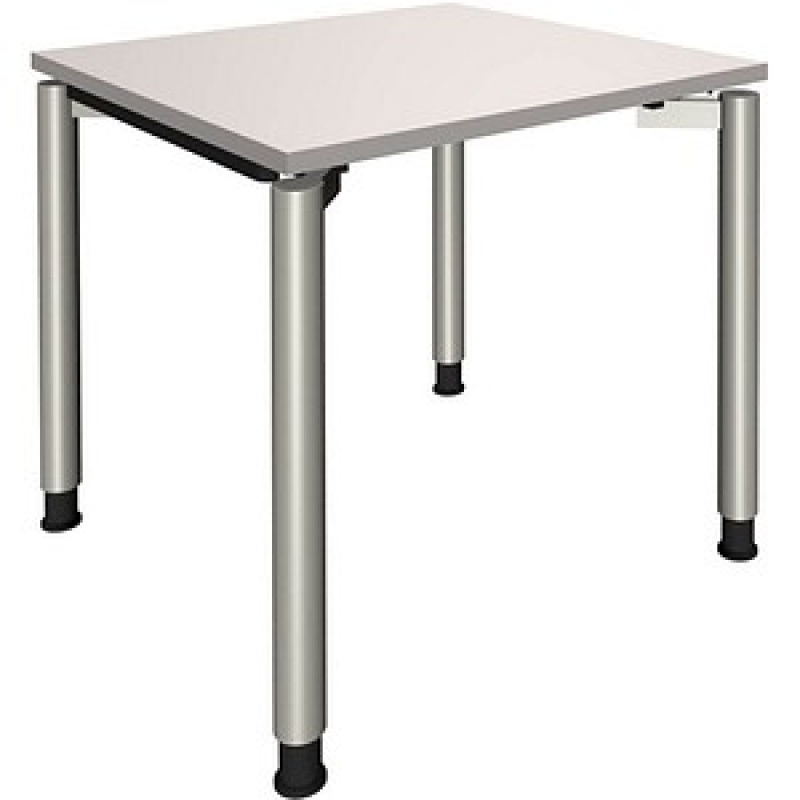 fm Sidney höhenverstellbarer Schreibtisch lichtgrau rechteckig, 4-Fuß-Gestell Rundrohr silber 80,0 x 80,0 cm – Bild 1 von 2