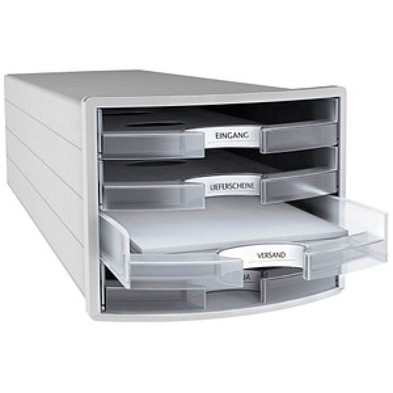 HAN Schubladenbox Impuls transparent 1013-63D, DIN A4 mit 4 Schubladen, 1 St. – Bild 1 von 2