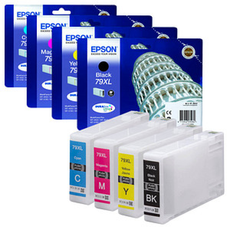 EPSON 79XL / T7901XL/T7902XL/T7903XL/T7904XL (Turm von Pisa) schwarz, cyan, magenta, gelb Druckerpatronen, 4er-Set – Bild 1 von 11