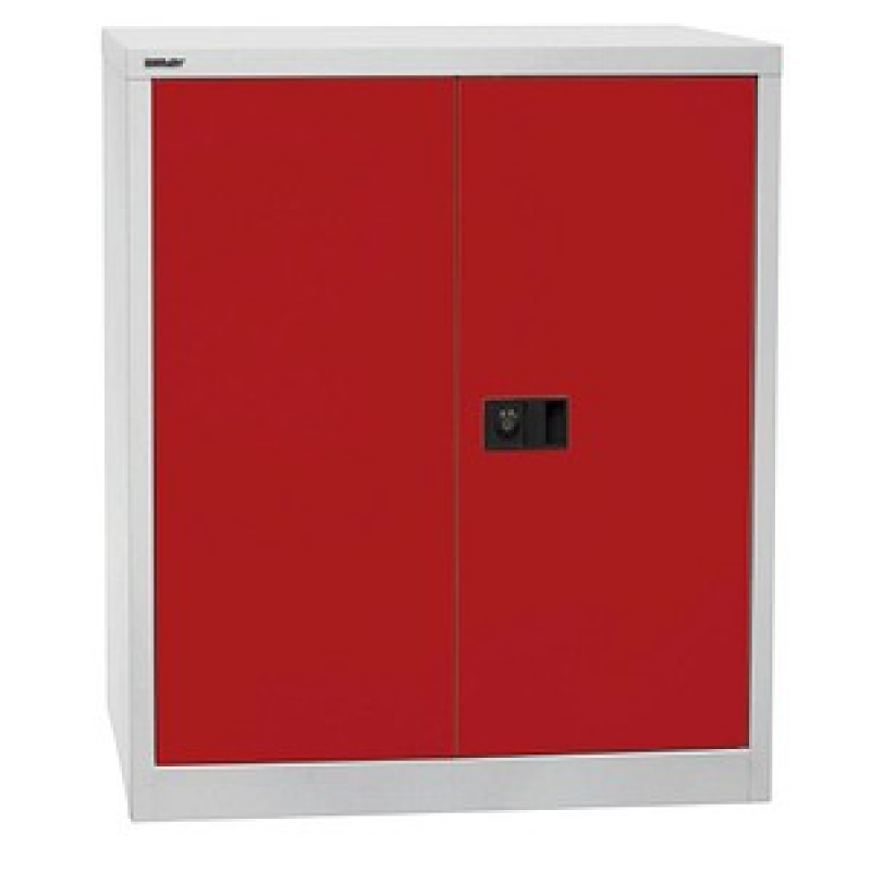 BISLEY Stahlschrank Universal E402A01506 lichtgrau, kardinalrot 1 Fachboden 91,4 x 40,0 x 100,0 cm, aufgebaut, 1 St. – Bild 1 von 6