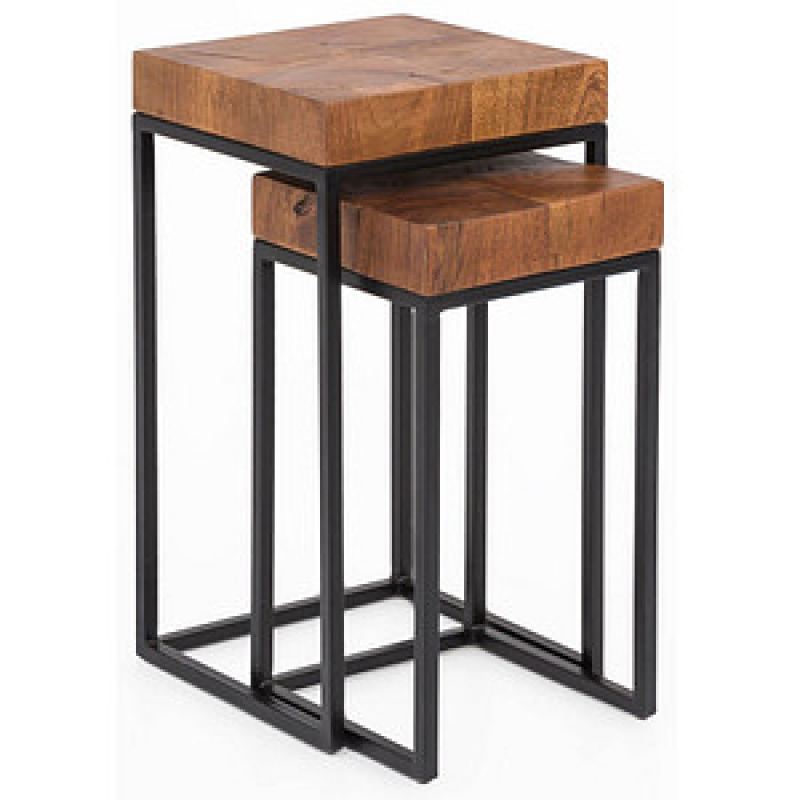 WOHNLING Beistelltische-Set quadratisch Massivholz sheesham, 1 Set – Bild 1 von 10