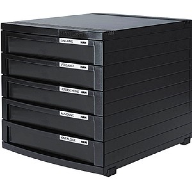 HAN Schubladenbox Contur schwarz 1505-13D, DIN B4 mit 5 Schubladen, 1 St. – Bild 1 von 2