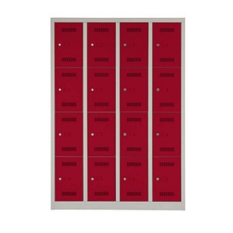 BISLEY Schließfachschrank MonoBloc ML11Q4 lichtgrau, kardinalrot ML11Q4506, 16 Schließfächer 118,3 x 50,0 x 170,0 cm – Bild 1 von 4