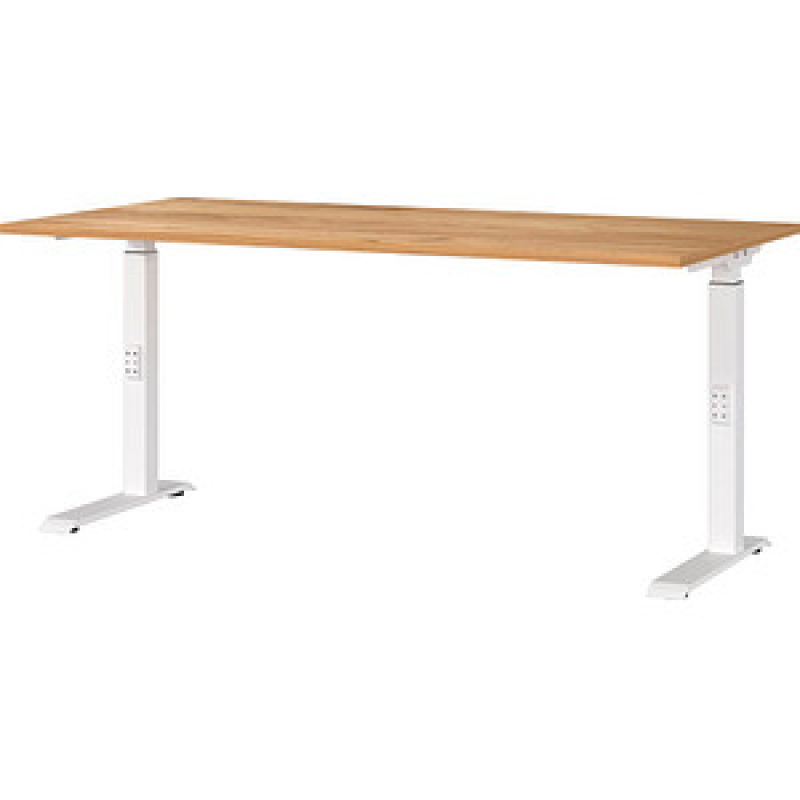 GERMANIA DOWNEY höhenverstellbarer Schreibtisch navarra-eiche rechteckig, C-Fuß-Gestell weiß 160,0 x 80,0 cm – Bild 1 von 5
