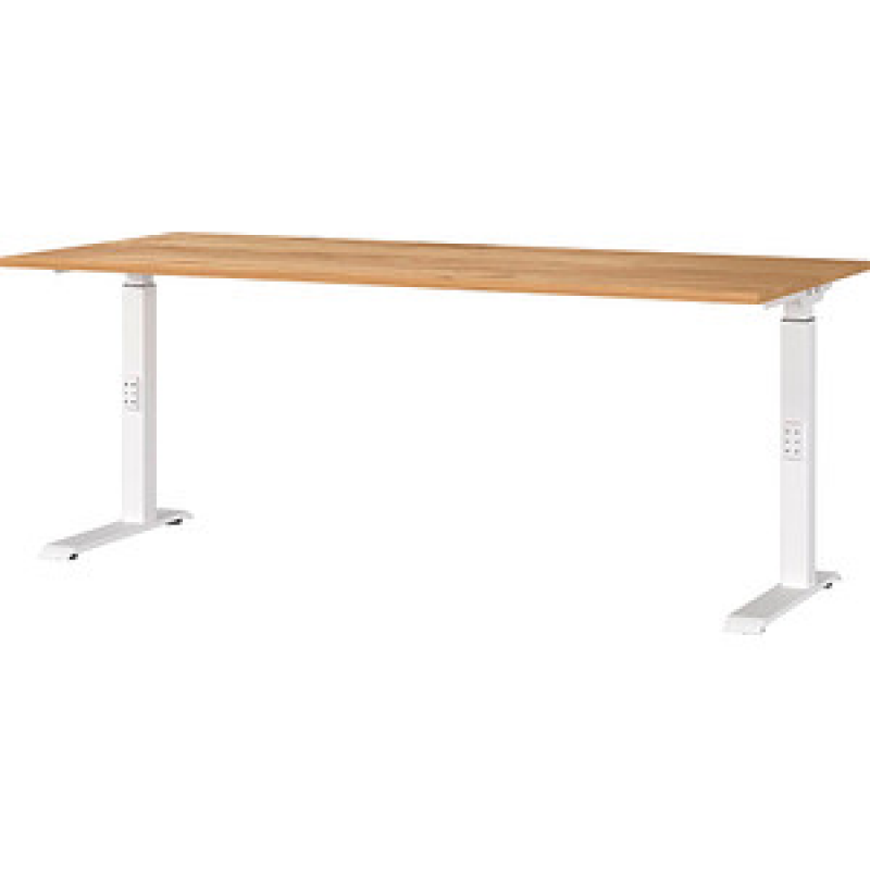 GERMANIA DOWNEY höhenverstellbarer Schreibtisch navarra-eiche rechteckig, C-Fuß-Gestell weiß 180,0 x 80,0 cm – Bild 1 von 5