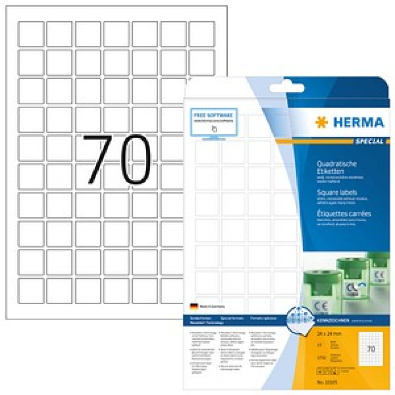HERMA Etiketten 10105 weiß 24,0 x 24,0 mm, 25 Blatt – Bild 1 von 4
