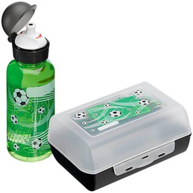 emsa Kinder Trinkflasche & Lunchbox Fußball transparent, 1 Set – Bild 1 von 11