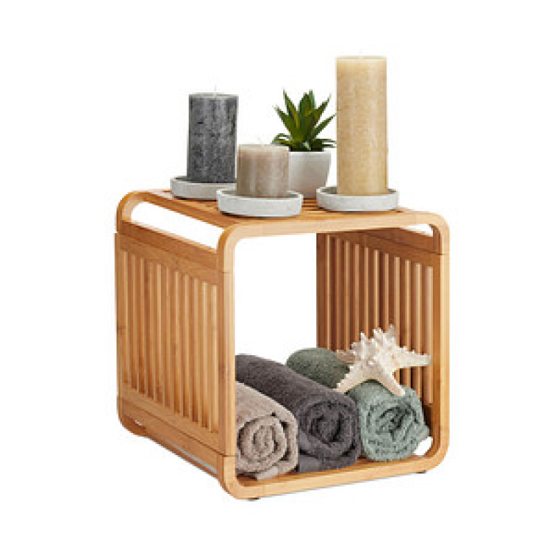 relaxdays Beistellregal braun 33,0 x 33,0 x 33,0 cm, 1 St. – Bild 1 von 7