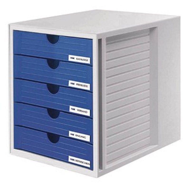 HAN Schubladenbox System-Box blau 1450-14D, DIN A4 mit 5 Schubladen, 1 St. – Bild 1 von 2