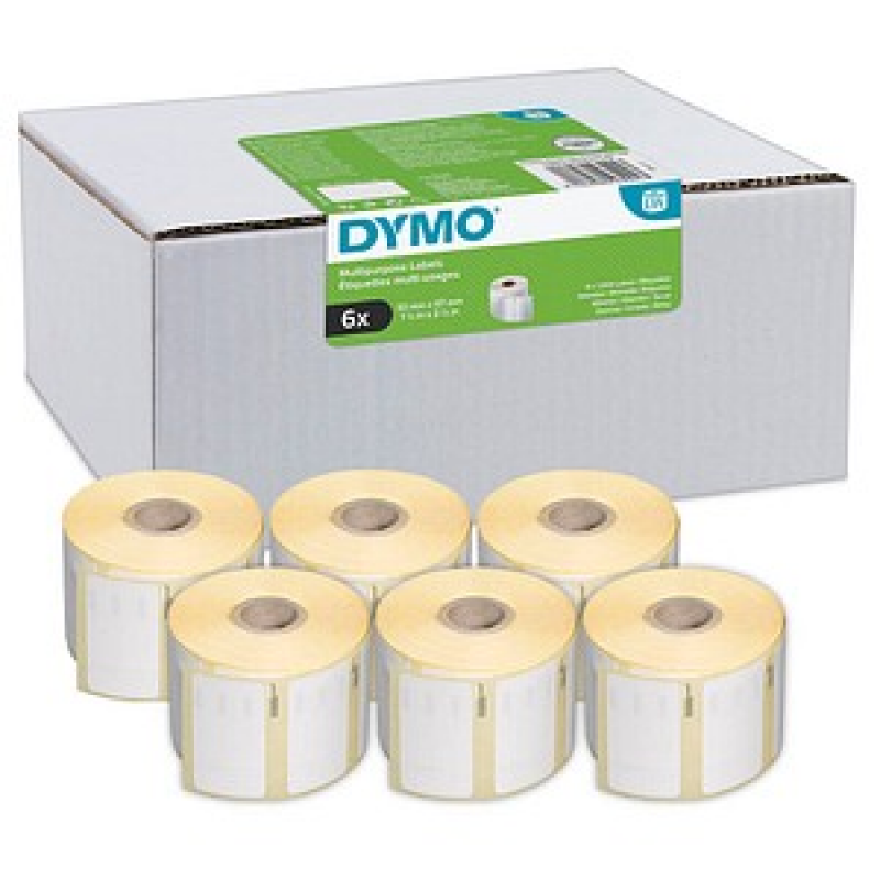 DYMO Etikettenrollen für Etikettendrucker S0722540 weiß, 57,0 x 32,0 mm, 6 x 1000 Etiketten – Bild 1 von 6