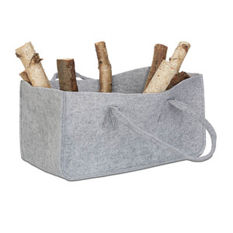 relaxdays Kaminholztasche 27,0 l grau 25,0 x 50,0 x 25,0 cm, 1 St. – Bild 1 von 7