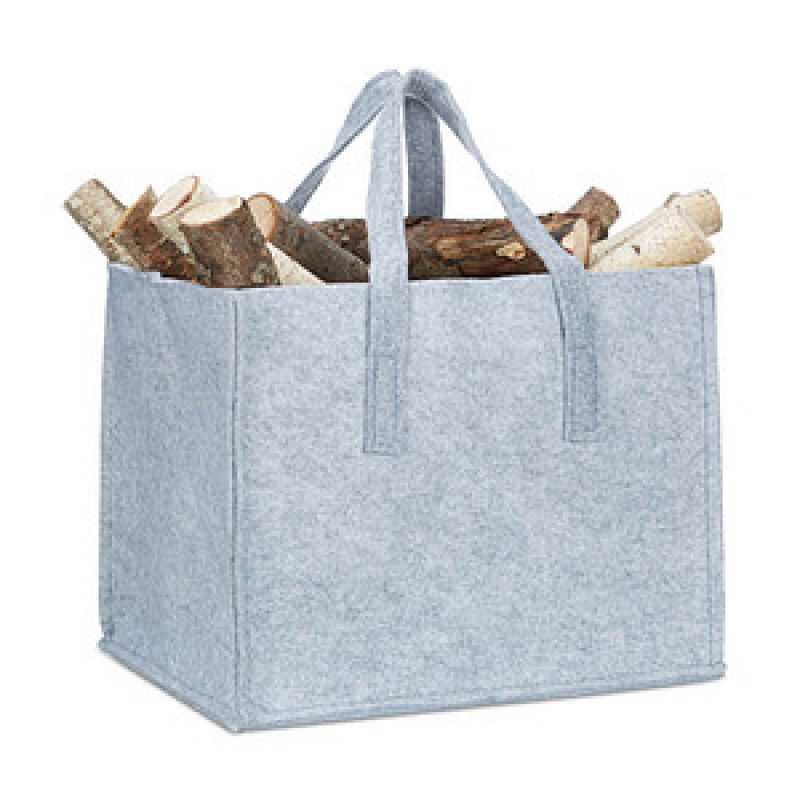 relaxdays Kaminholztasche 50,0 l hellgrau 43,0 x 36,5 x 34,5 cm, 1 St. – Bild 1 von 8