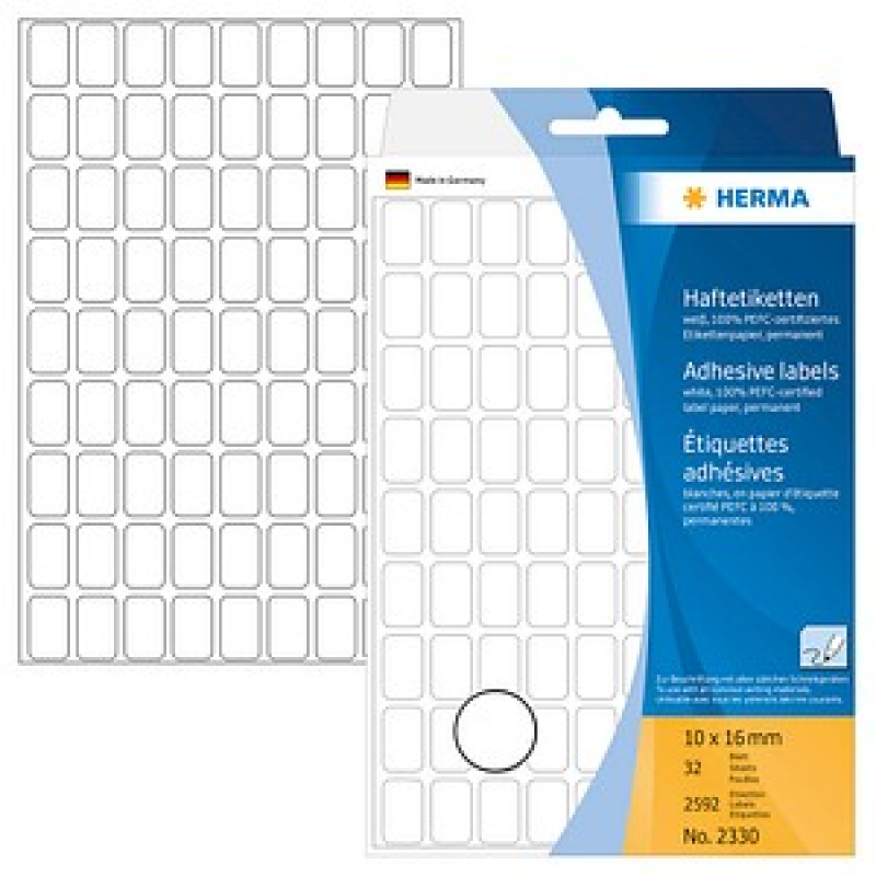 HERMA Etiketten 2330 weiß 16,0 x 10,0 mm, 32 Blatt – Bild 1 von 6
