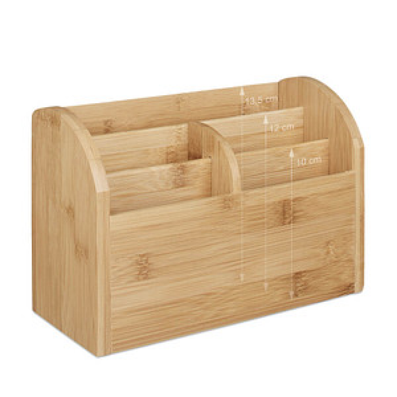 relaxdays Schreibtisch-Organizer braun Bambus 5 Fächer 22,0 x 10,0 x 15,0 cm – Bild 1 von 6
