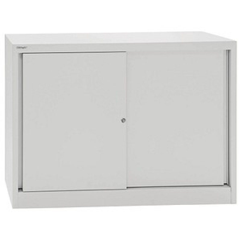 BISLEY Schiebetürenschrank ECO, SD12081S645 lichtgrau 1 Fachboden 120,0 x 43,0 x 83,9 cm – Bild 1 von 7